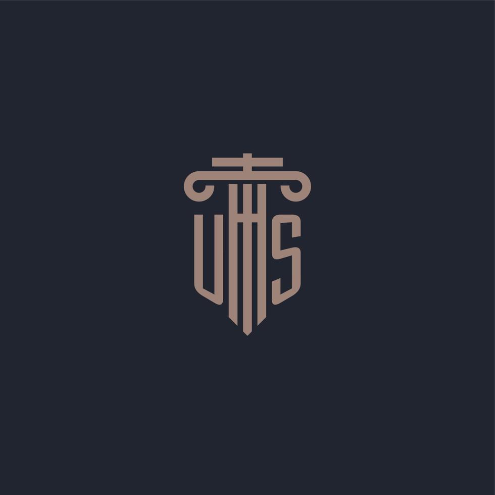 US initial logo monogram with pillar style design for law firm and justice company vector