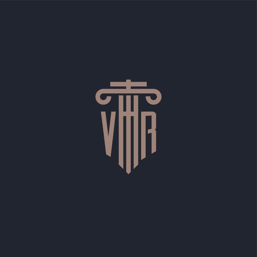 VR initial logo monogram with pillar style design for law firm and justice company vector