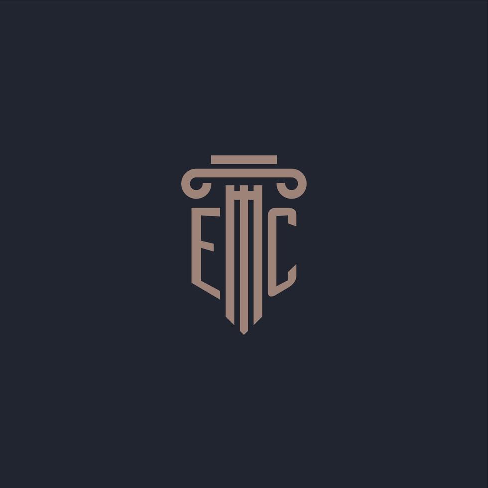 EC initial logo monogram with pillar style design for law firm and justice company vector