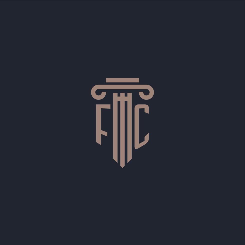 FC initial logo monogram with pillar style design for law firm and justice company vector