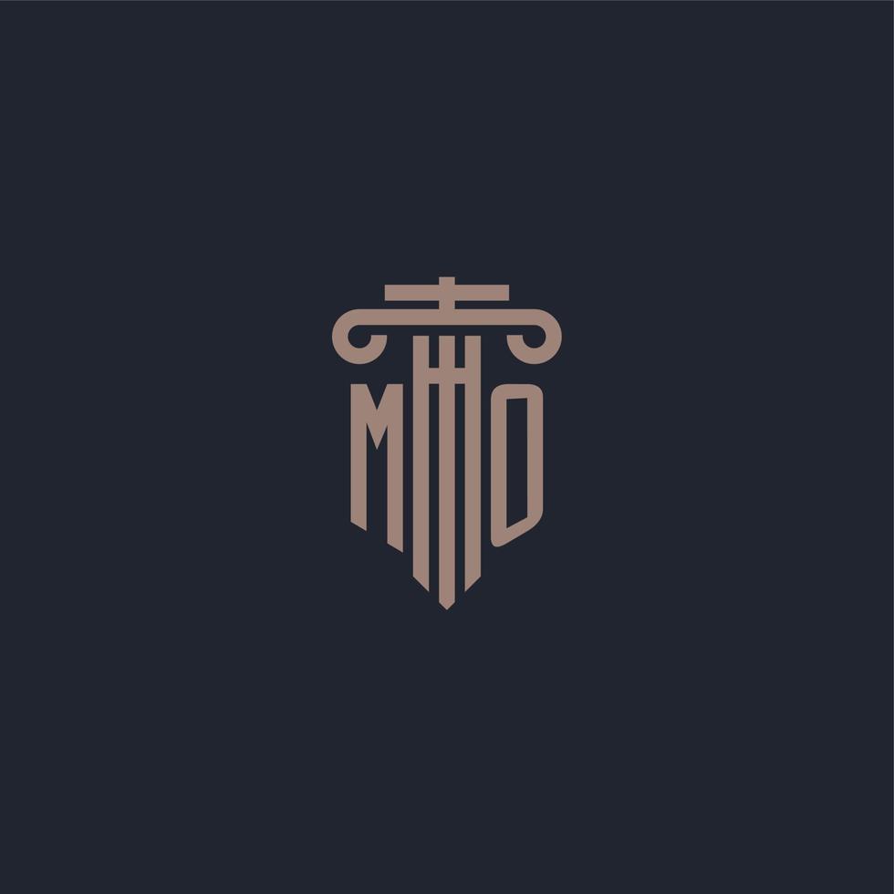 MO initial logo monogram with pillar style design for law firm and justice company vector