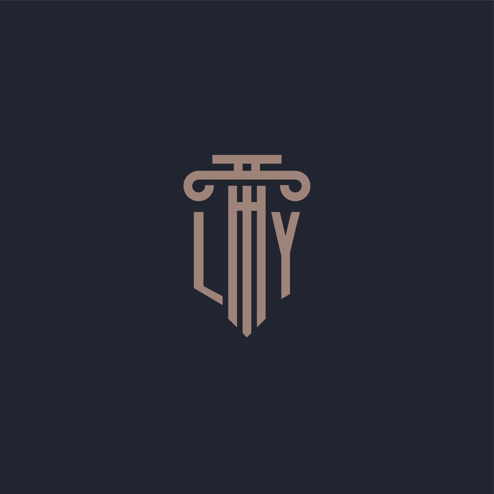monograma del logotipo inicial de ly con diseño de estilo pilar para bufete de abogados y compañía de justicia vector