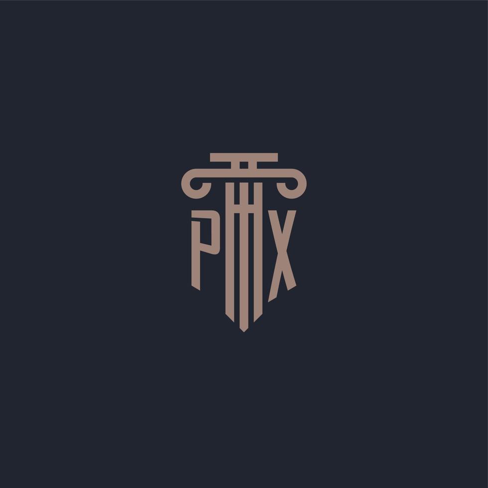 monograma de logotipo inicial px con diseño de estilo pilar para bufete de abogados y compañía de justicia vector