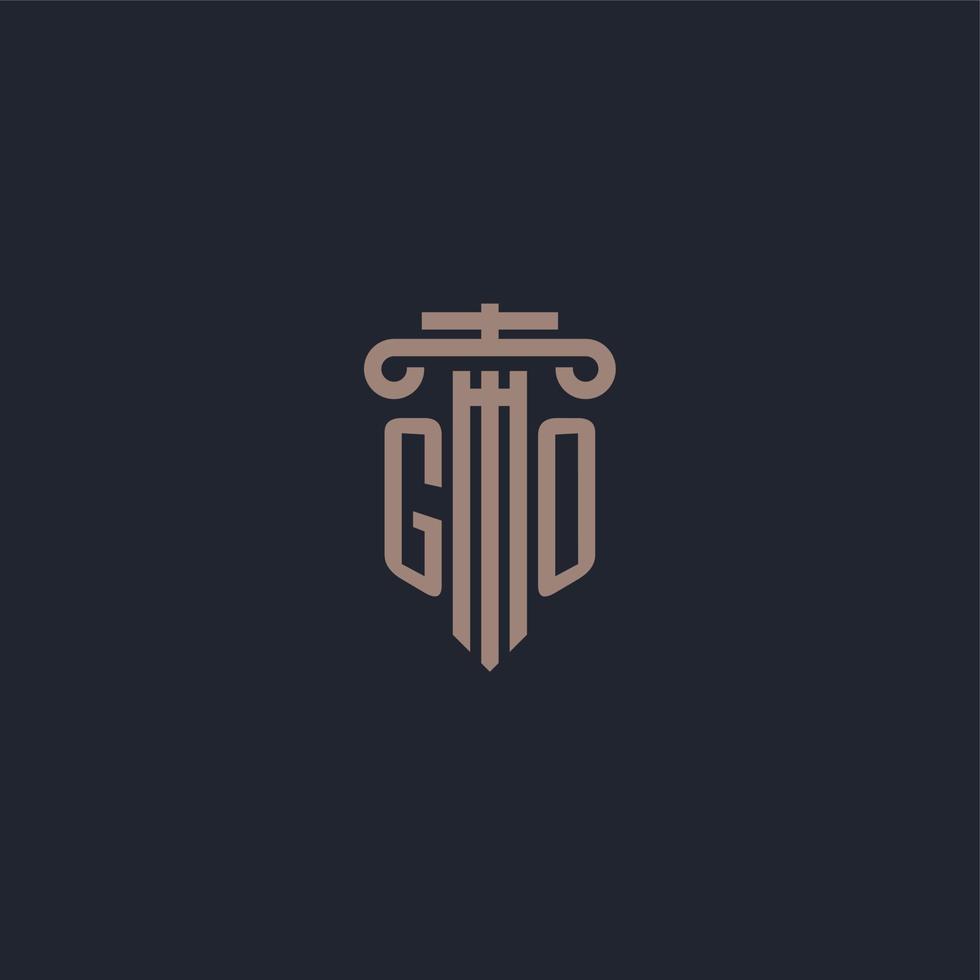 GO initial logo monogram with pillar style design for law firm and justice company vector