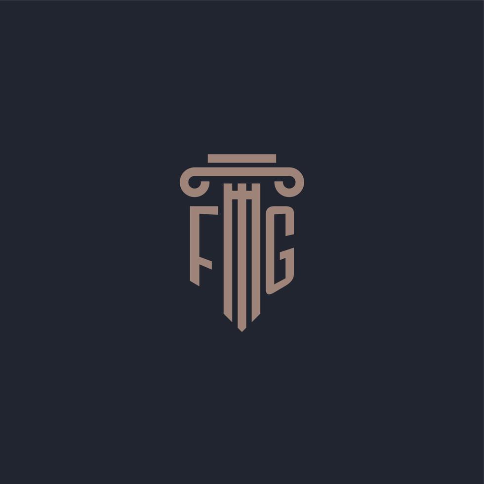 FG initial logo monogram with pillar style design for law firm and justice company vector