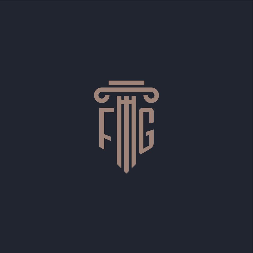 monograma del logotipo inicial fg con diseño de estilo pilar para bufete de abogados y compañía de justicia vector