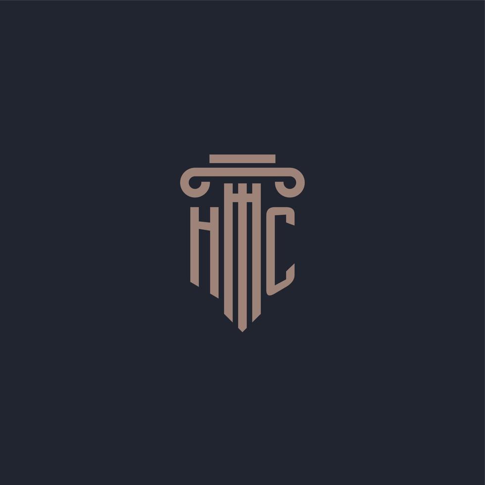 HC initial logo monogram with pillar style design for law firm and justice company vector