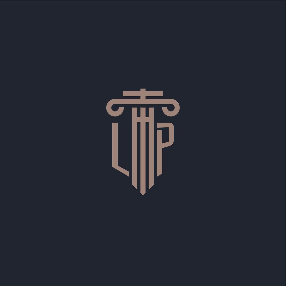 monograma de logotipo inicial lp con diseño de estilo pilar para bufete de abogados y compañía de justicia vector