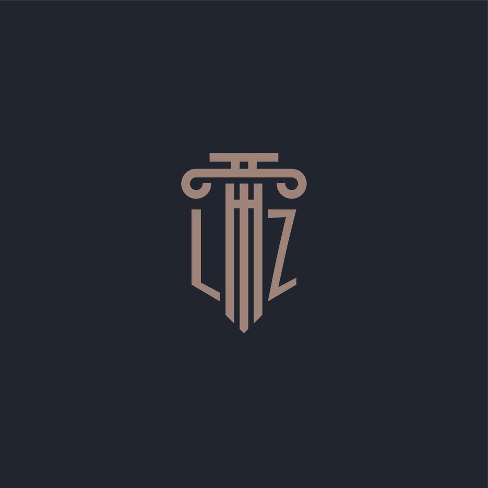 LZ initial logo monogram with pillar style design for law firm and justice company vector