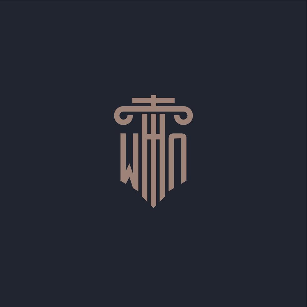 WN initial logo monogram with pillar style design for law firm and justice company vector