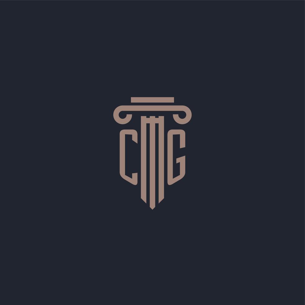 CG initial logo monogram with pillar style design for law firm and justice company vector