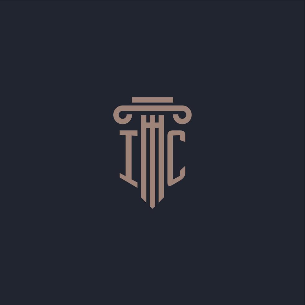 monograma de logotipo inicial ic con diseño de estilo pilar para bufete de abogados y compañía de justicia vector