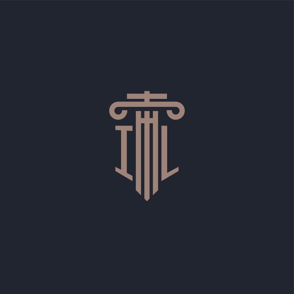 monograma de logotipo inicial il con diseño de estilo pilar para bufete de abogados y compañía de justicia vector