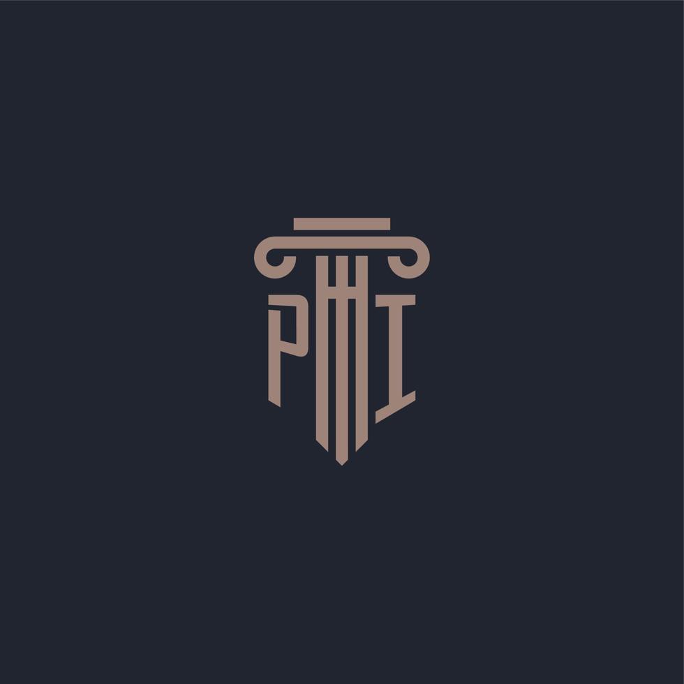 monograma de logotipo inicial pi con diseño de estilo pilar para bufete de abogados y compañía de justicia vector