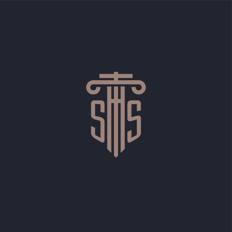 SS initial logo monogram with pillar style design for law firm and justice company vector