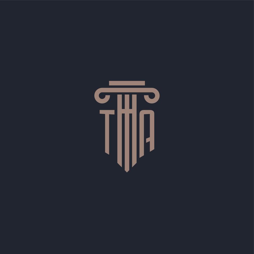 monograma de logotipo inicial de ta con diseño de estilo pilar para bufete de abogados y compañía de justicia vector