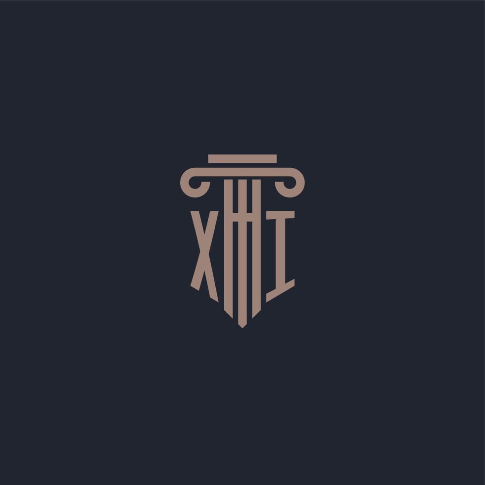 XI initial logo monogram with pillar style design for law firm and justice company vector