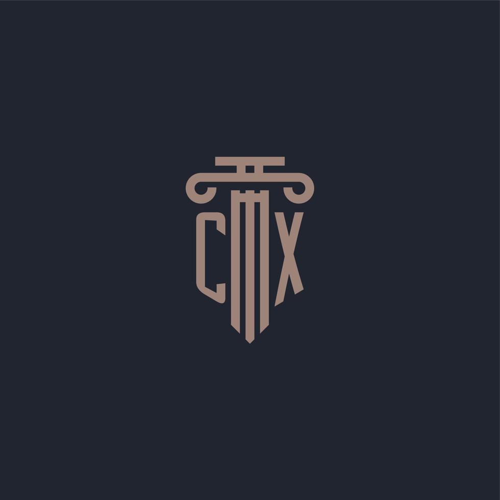 CX initial logo monogram with pillar style design for law firm and justice company vector