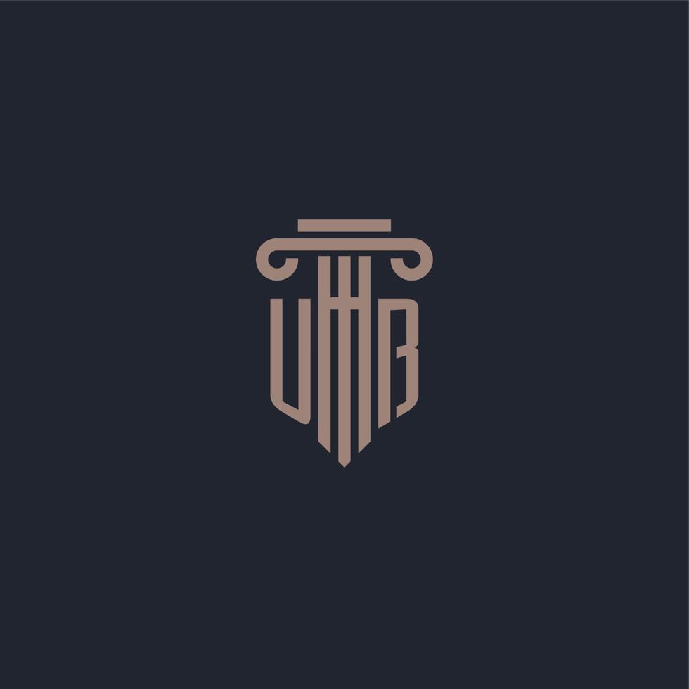 monograma del logotipo inicial de ub con diseño de estilo pilar para bufete de abogados y compañía de justicia vector
