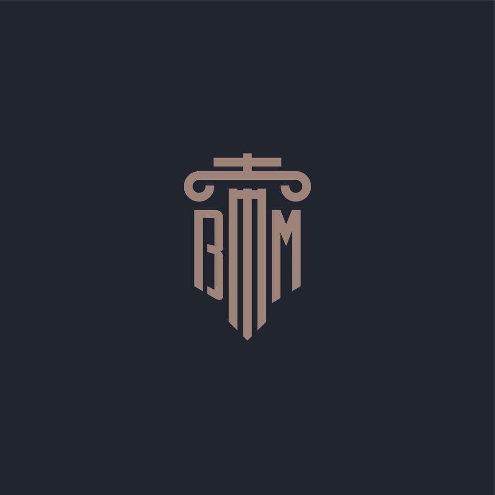 BM initial logo monogram with pillar style design for law firm and justice company vector