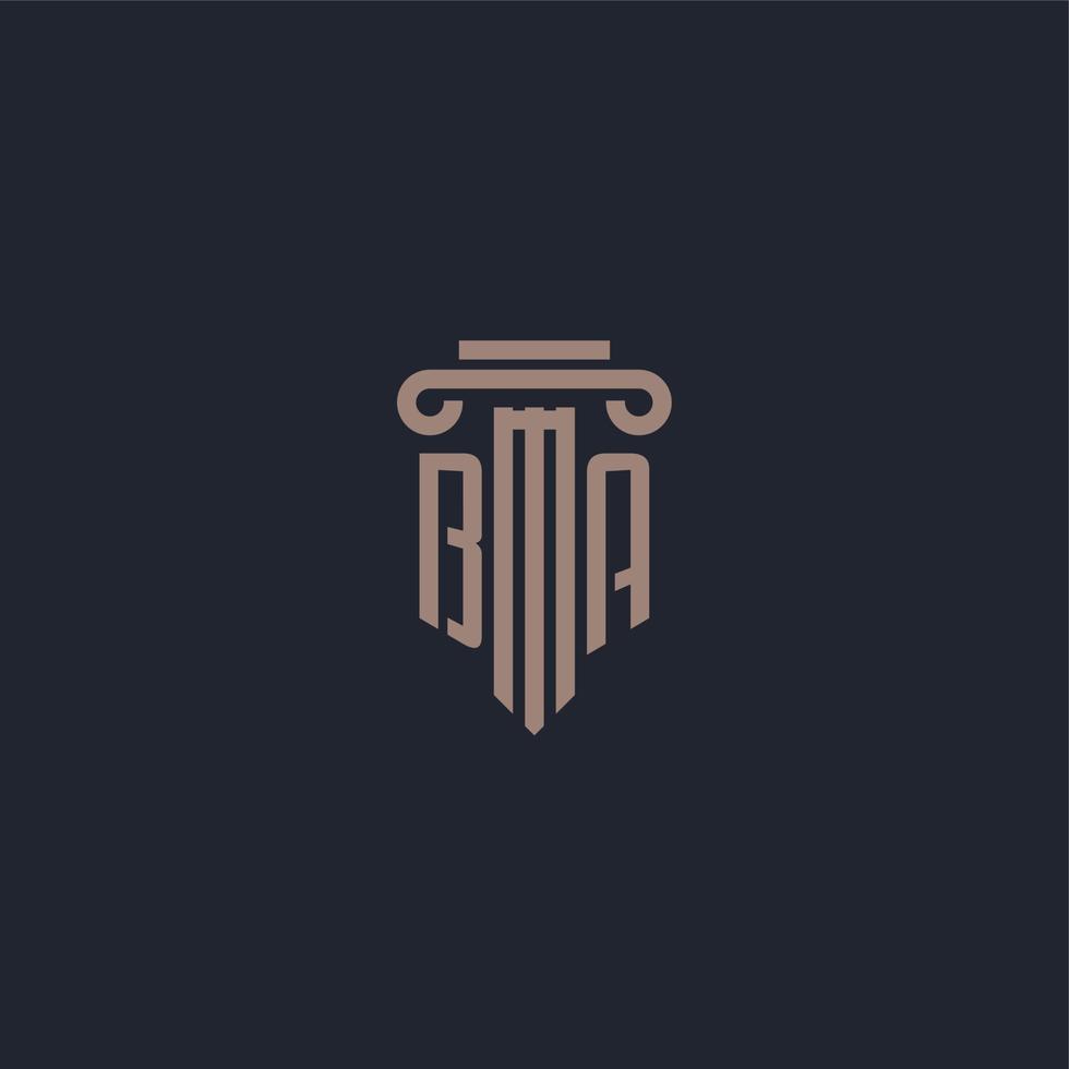 BA initial logo monogram with pillar style design for law firm and justice company vector