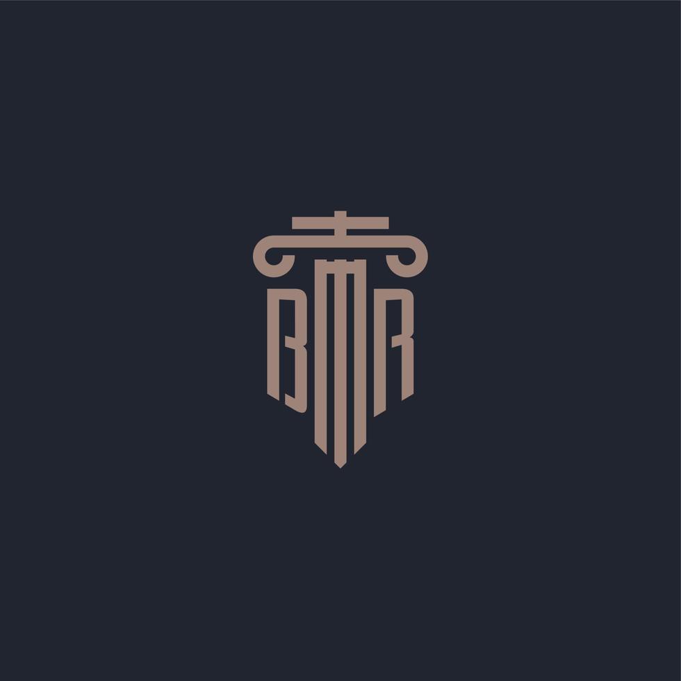 BR initial logo monogram with pillar style design for law firm and justice company vector