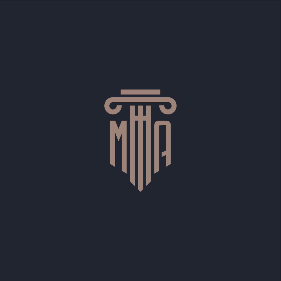 MA initial logo monogram with pillar style design for law firm and justice company vector