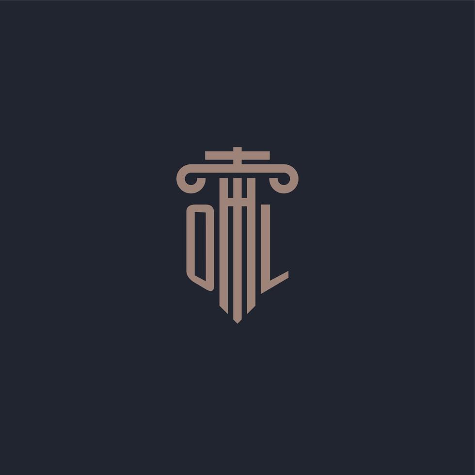 monograma de logotipo inicial ol con diseño de estilo pilar para bufete de abogados y compañía de justicia vector