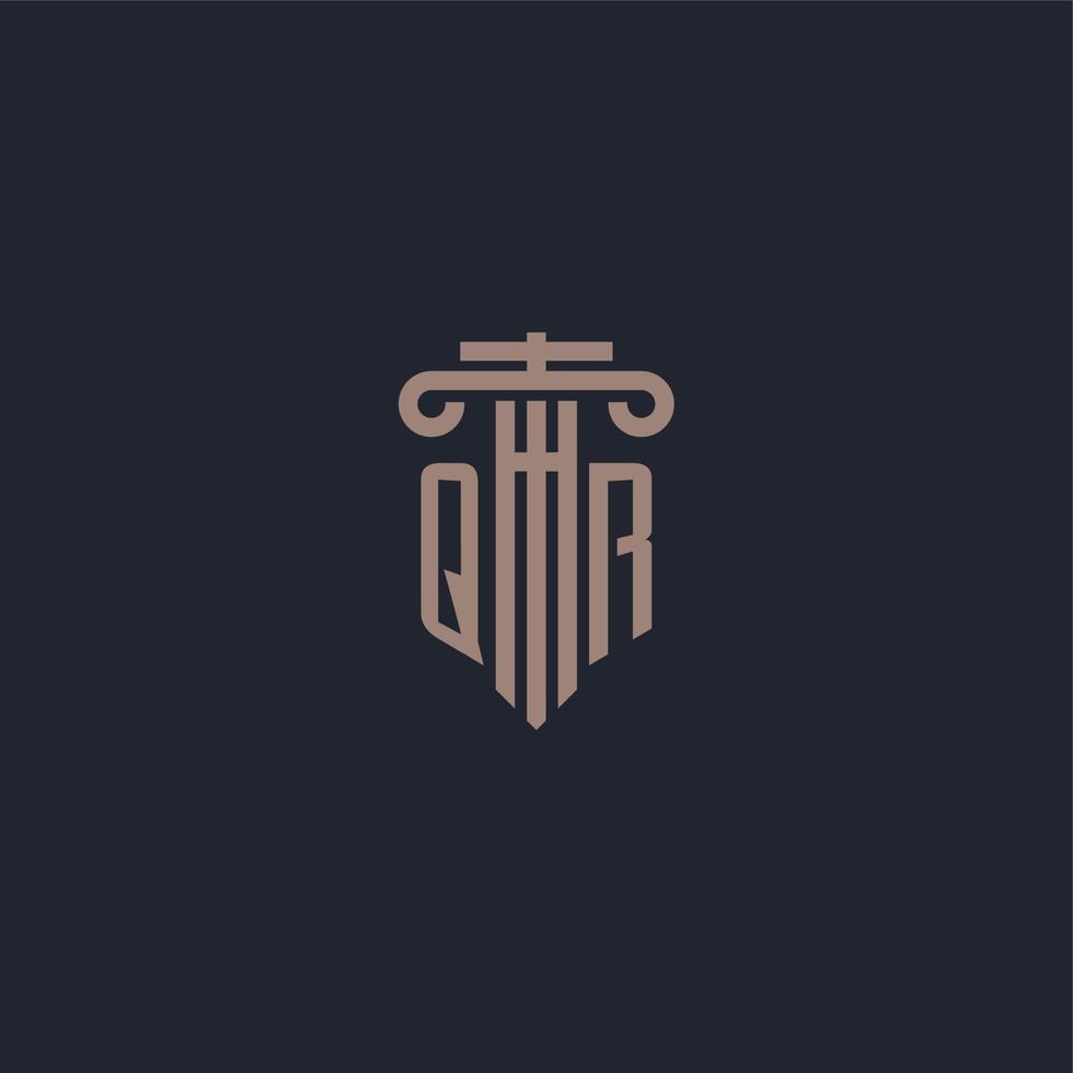 QR initial logo monogram with pillar style design for law firm and justice company vector