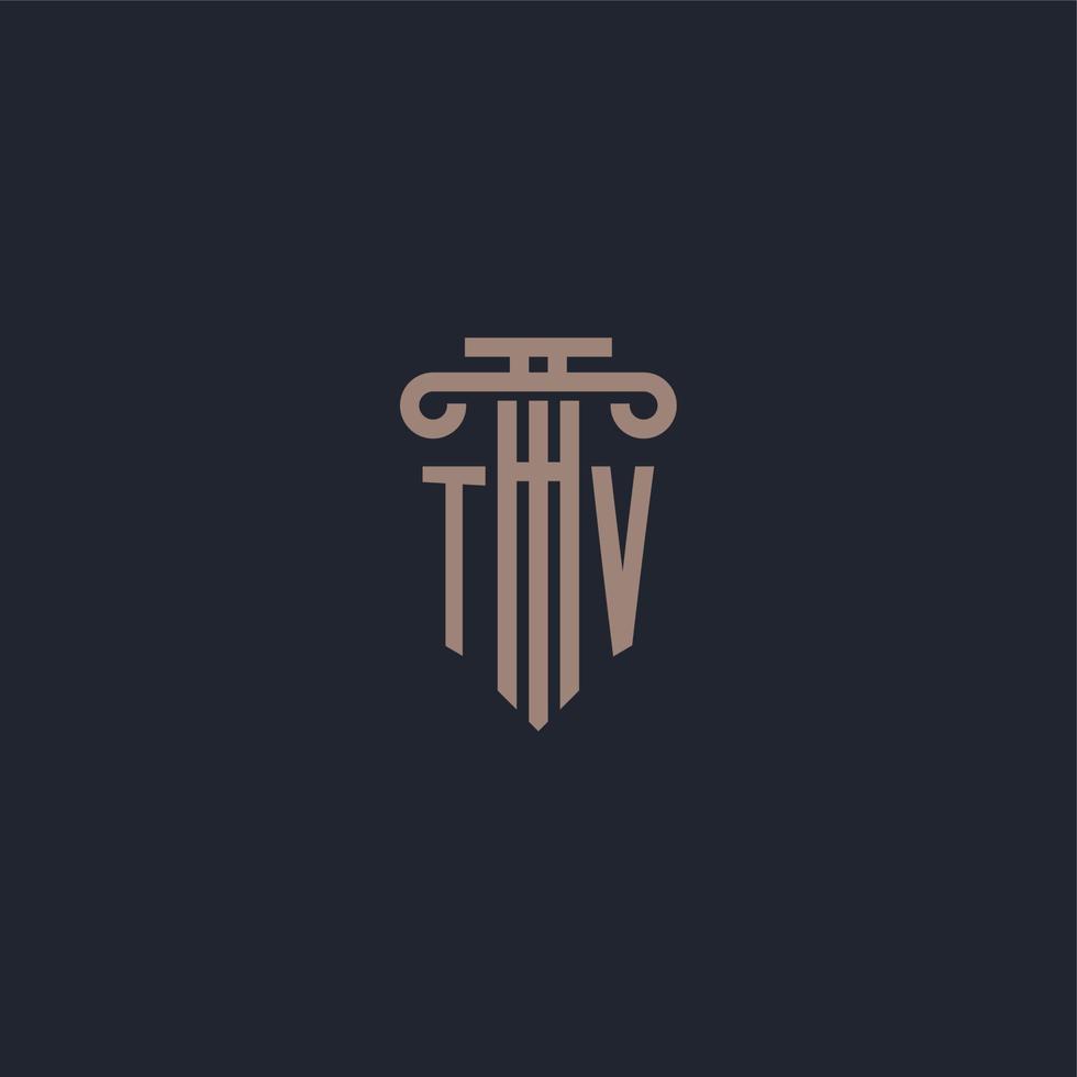 monograma de logotipo inicial de tv con diseño de estilo pilar para bufete de abogados y compañía de justicia vector