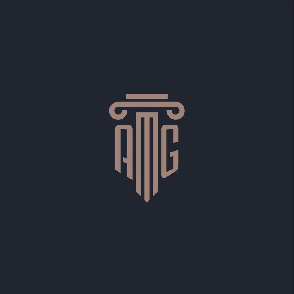 monograma de logotipo inicial ag con diseño de estilo pilar para bufete de abogados y compañía de justicia vector