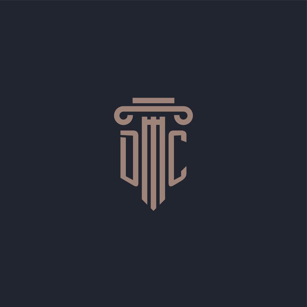 DC initial logo monogram with pillar style design for law firm and justice company vector