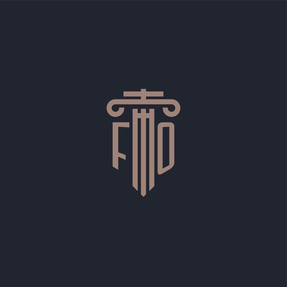 FO initial logo monogram with pillar style design for law firm and justice company vector