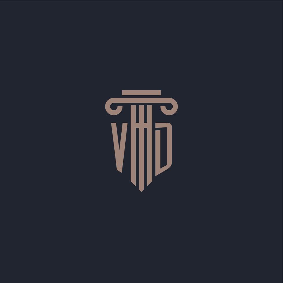 monograma de logotipo inicial vd con diseño de estilo pilar para bufete de abogados y compañía de justicia vector