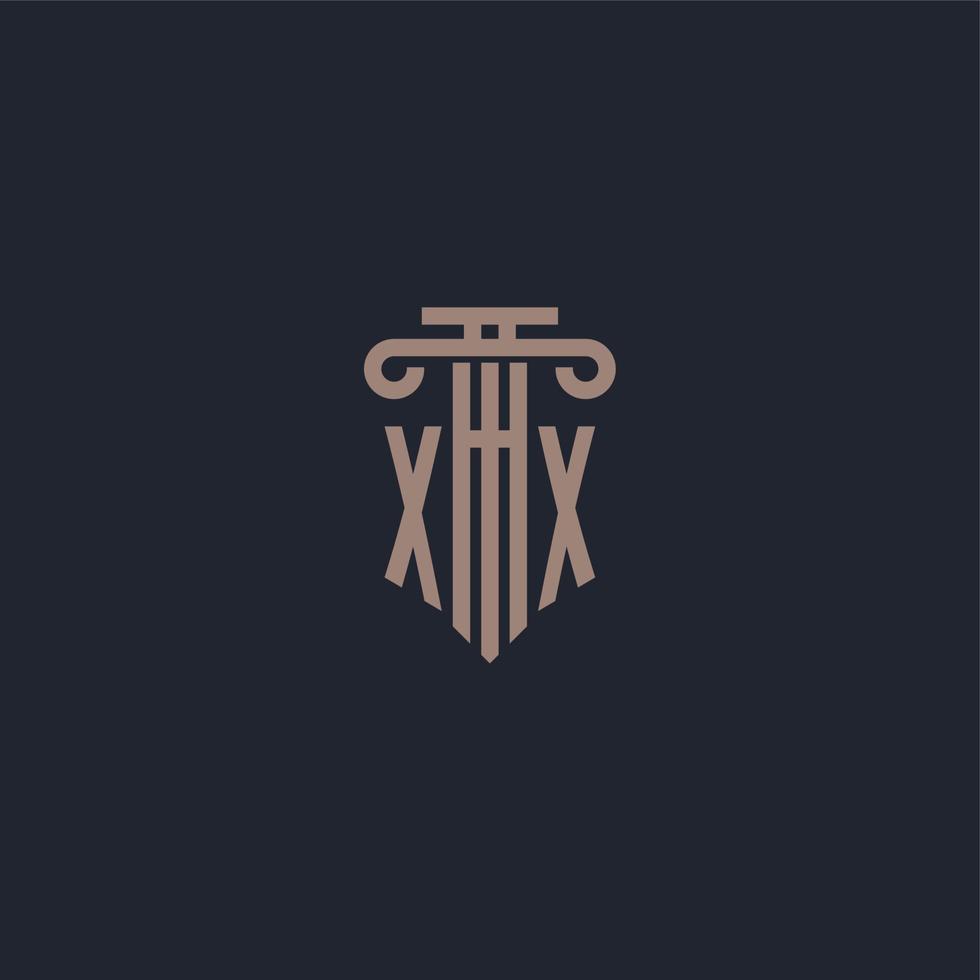 XX initial logo monogram with pillar style design for law firm and justice company vector