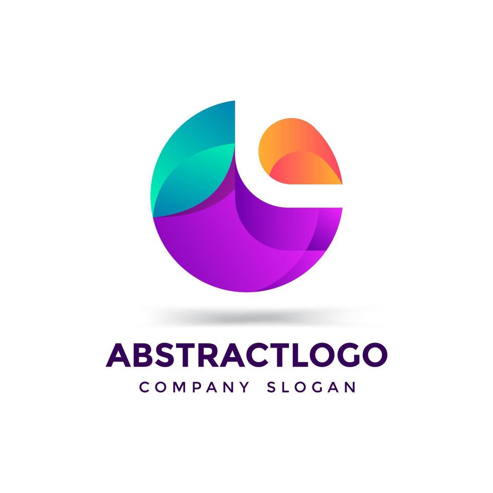 logotipo de círculo moderno colorido abstracto creativo con símbolo redondo de hoja verde vector