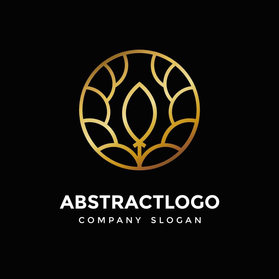 Leaf Logo in a circle linear style template design for beauty spa and health vector