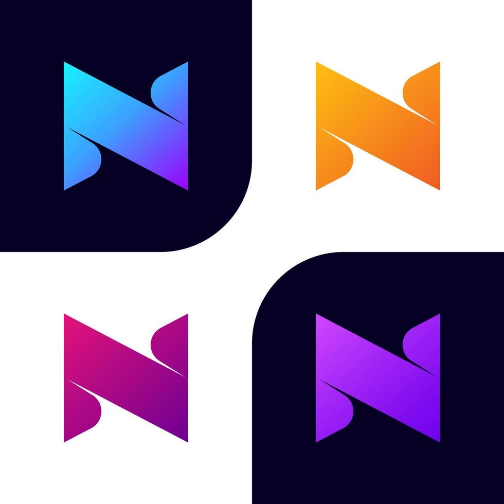 Modern unique creative Letter N logo design, stylish unusual fashion brand vector