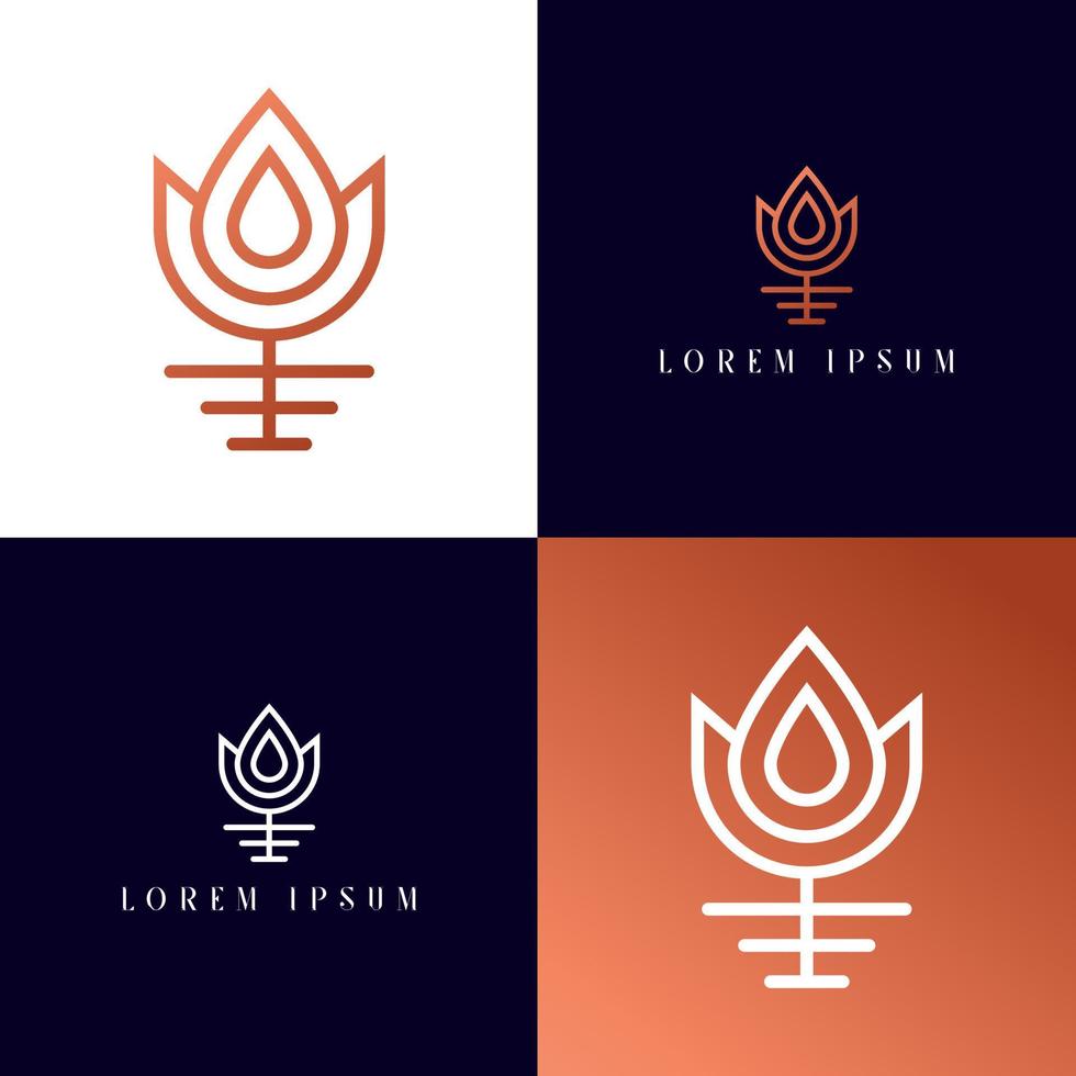 diseño de estilo de línea de plantilla de vector de flor de logotipo