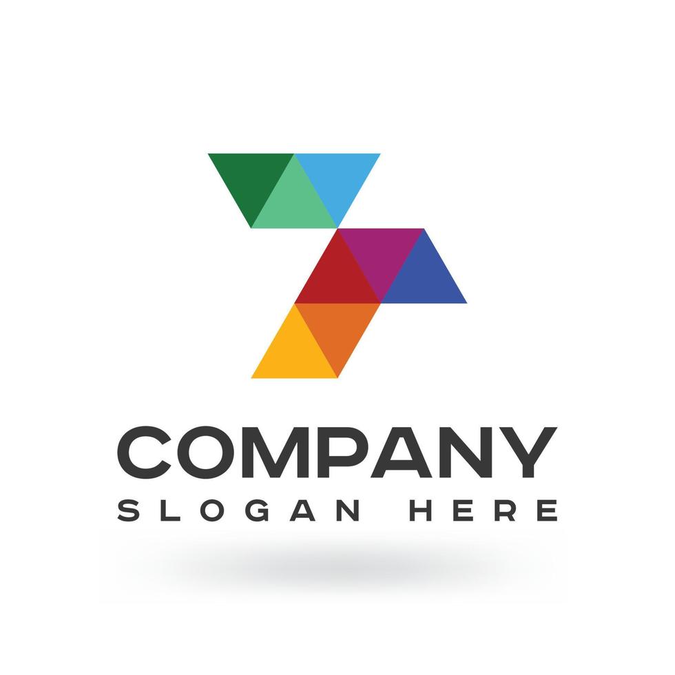 plantilla de vector de diseño de logotipo t colorido de carta moderna de negocios.
