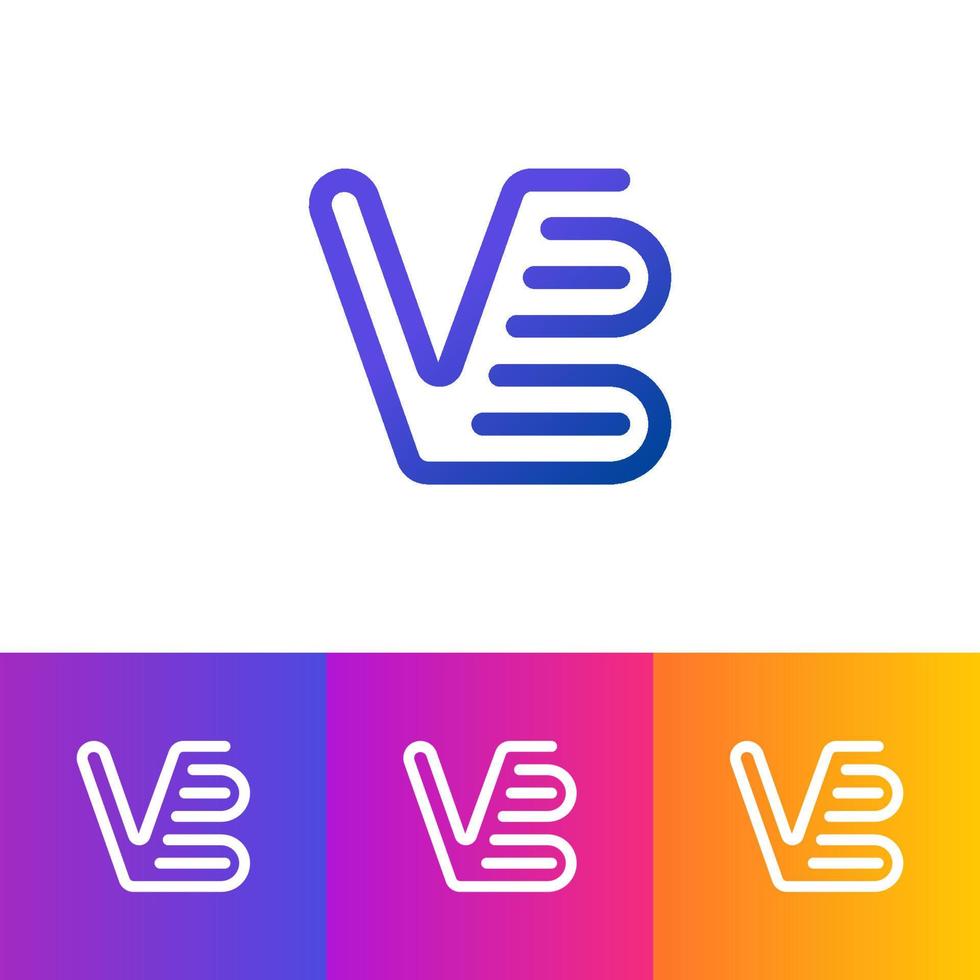 elementos de plantilla de vector de icono de logotipo de letra vb coloridos, corporativos, de forma, modernos y únicos