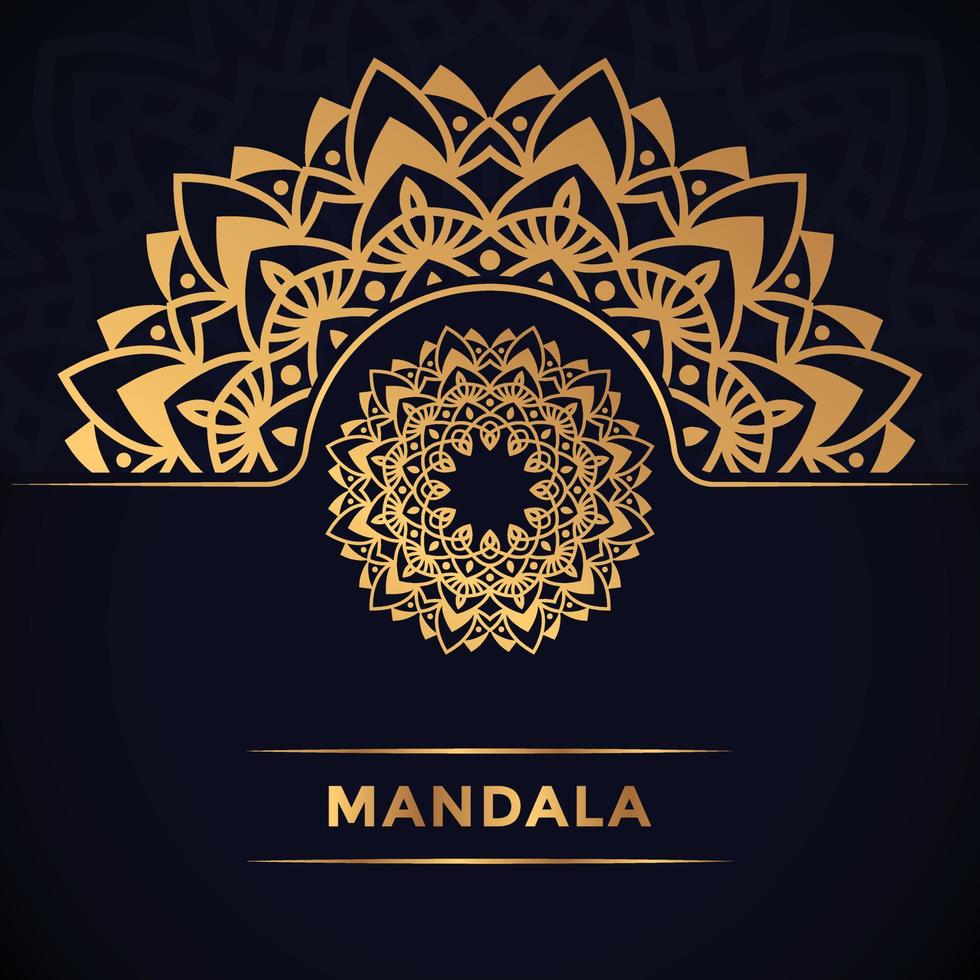 diseño de mandala de lujo con ilustración de vector de fondo premium de color dorado