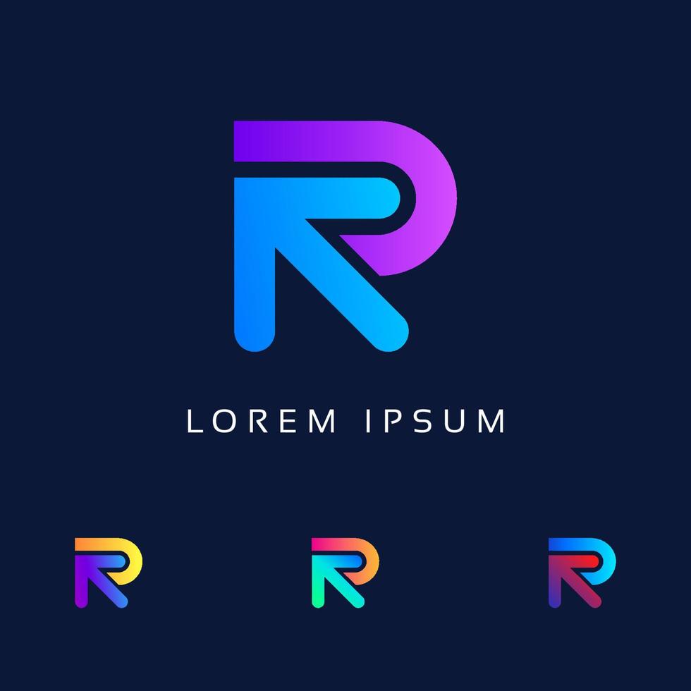 diseño inicial del logotipo de la letra r, logotipo de la letra r, concepto de empresa de tecnología vector