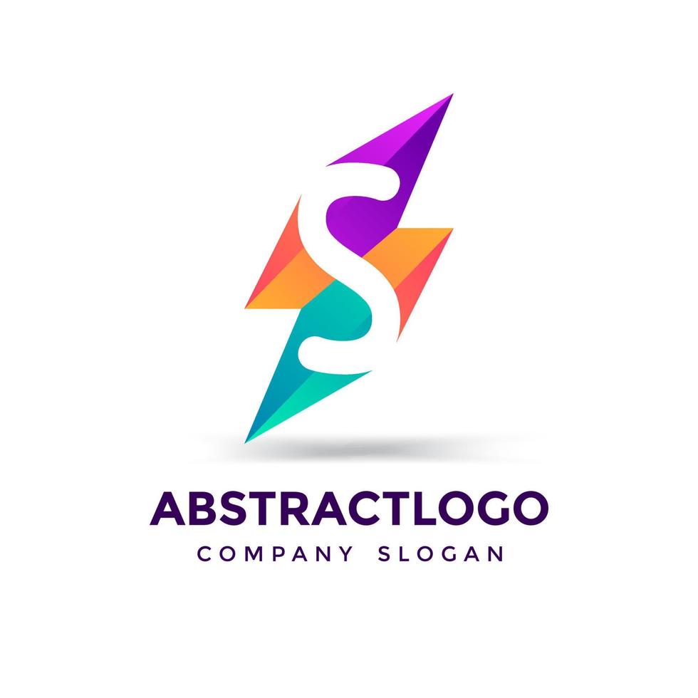 Negative Space S logo with Abstract shape colorful Creative vector element.