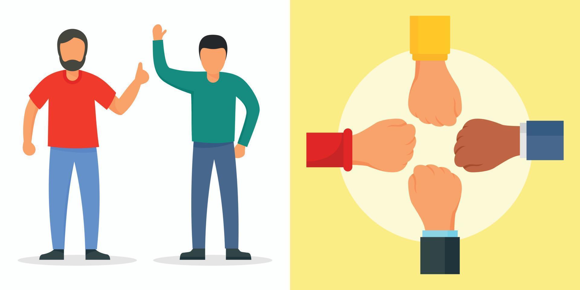 Cohesion banner set, flat style vector
