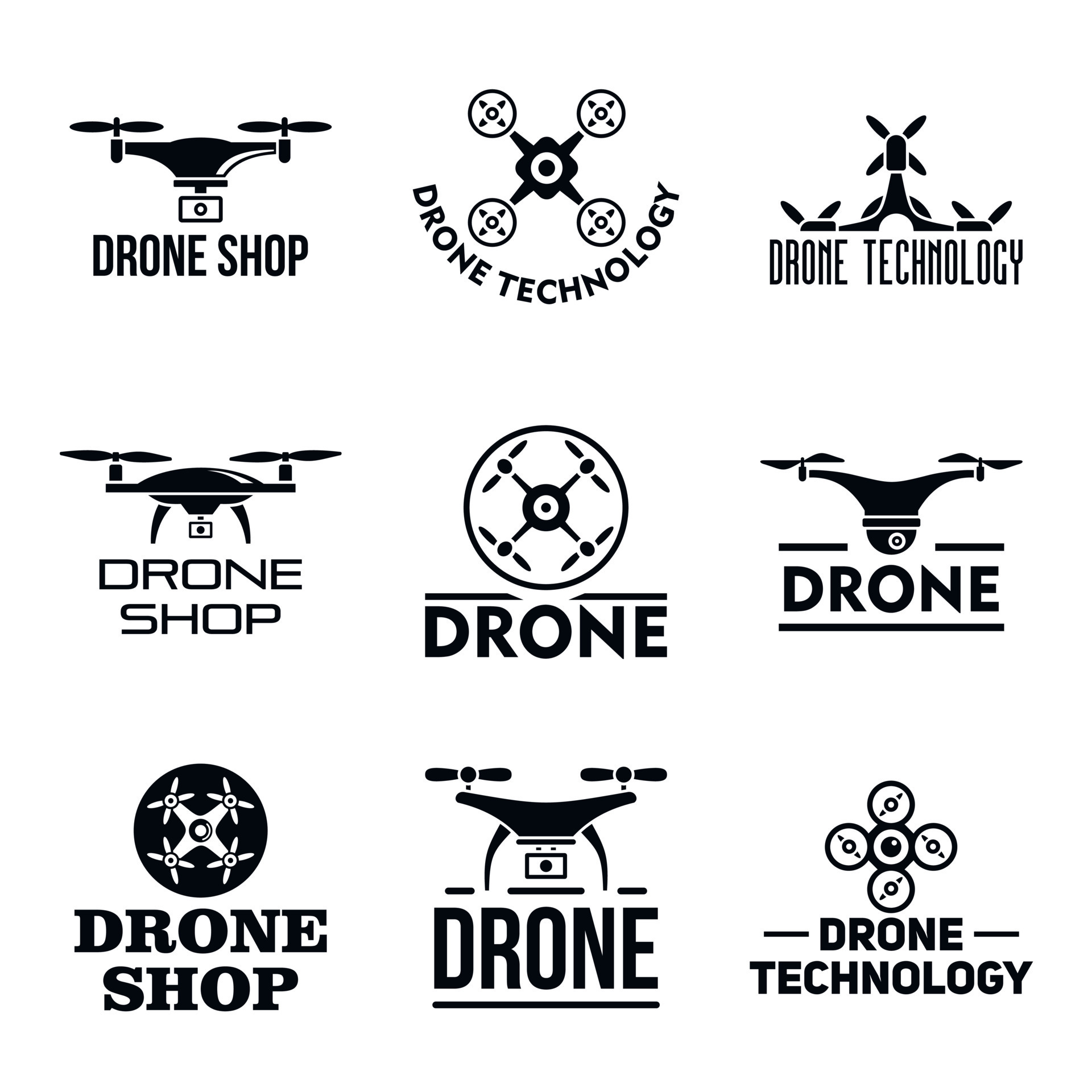 conjunto de logotipos de drones, estilo simple 8798591 Vector en Vecteezy