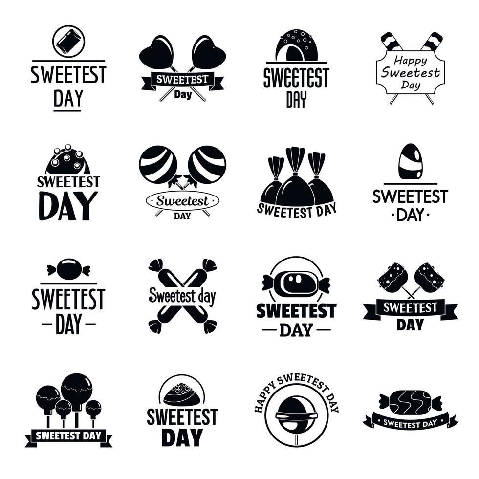 Tasty candy logo set, simple style vector