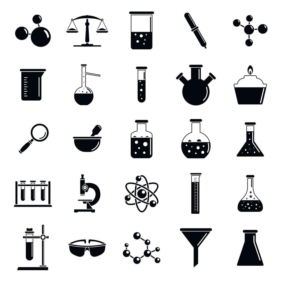 Chemistry laboratory icon set, simple style vector