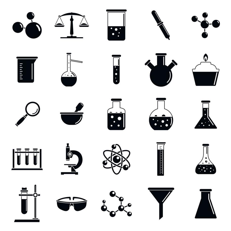 conjunto de iconos de laboratorio de química, estilo simple vector