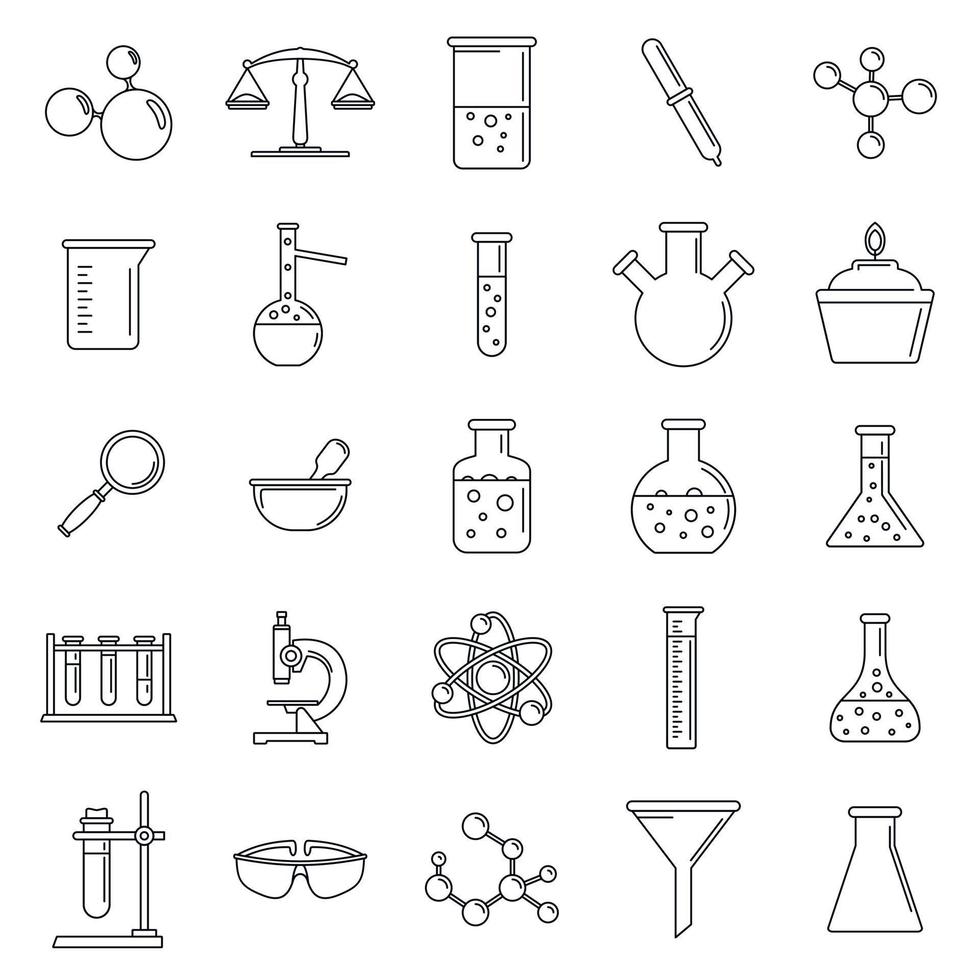 Science laboratory icon set, outline style 8798613 Vector Art at Vecteezy